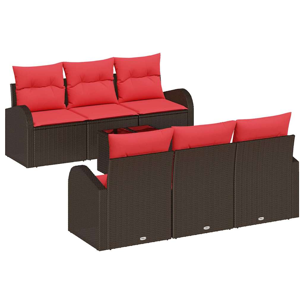 Set Divano da Giardino 7 pcs Beige e Rosso polyrattan | homemem39