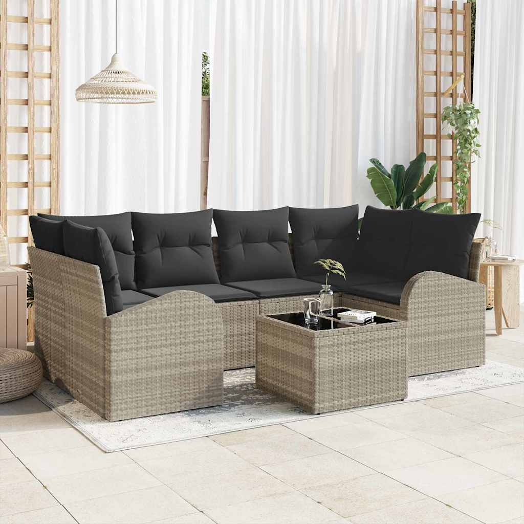 Set Divano da Giardino 7 pcs Grigio chiaro e grigio scuro | homemem39