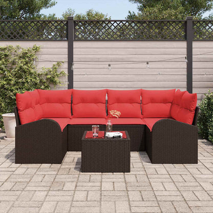 Set Divano da Giardino 7 pcs Beige e Rosso polyrattan | homemem39