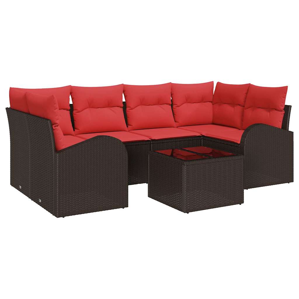 Set Divano da Giardino 7 pcs Beige e Rosso polyrattan | homemem39