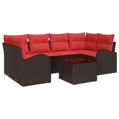 Set Divano da Giardino 7 pcs Beige e Rosso polyrattan | homemem39