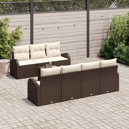 Set Divano da Giardino 8 pcs Marrone, Crema 55 x 55 x 37 cm | homemem39