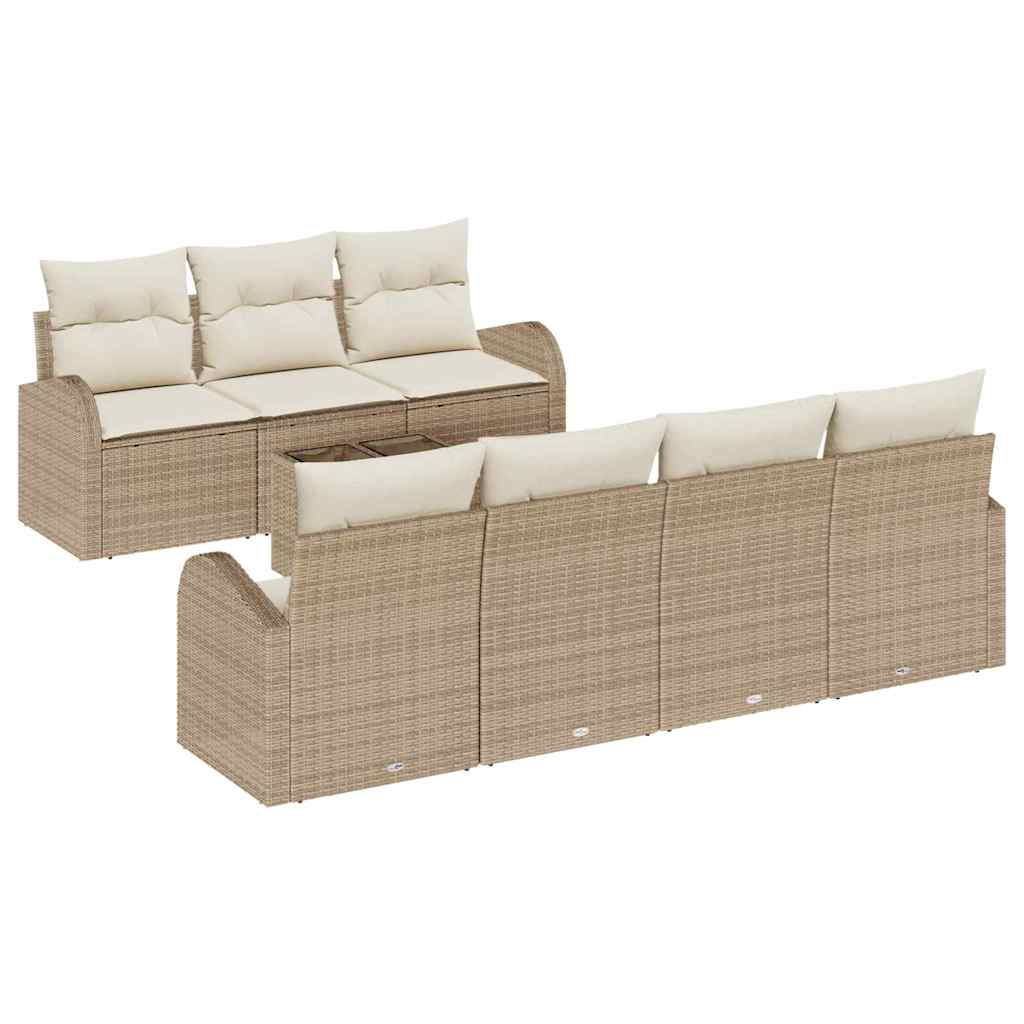 Set Divano da Giardino con cuscino 8 pcs Beige e Crema | homemem39