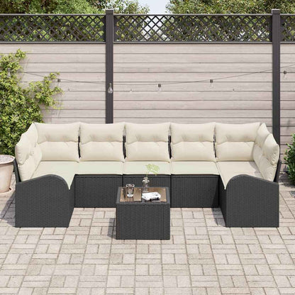 Set Divano da Giardino 8 pcs Nero e Crema 289 x 124 x 69 cm | homemem39