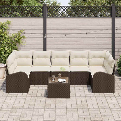 Set Divano da Giardino 8 pcs Marrone e Crema 289 x 124 x 69 cm | homemem39