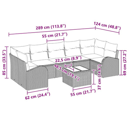 Set Divano da Giardino 8 pcs Marrone e Crema 289 x 124 x 69 cm | homemem39