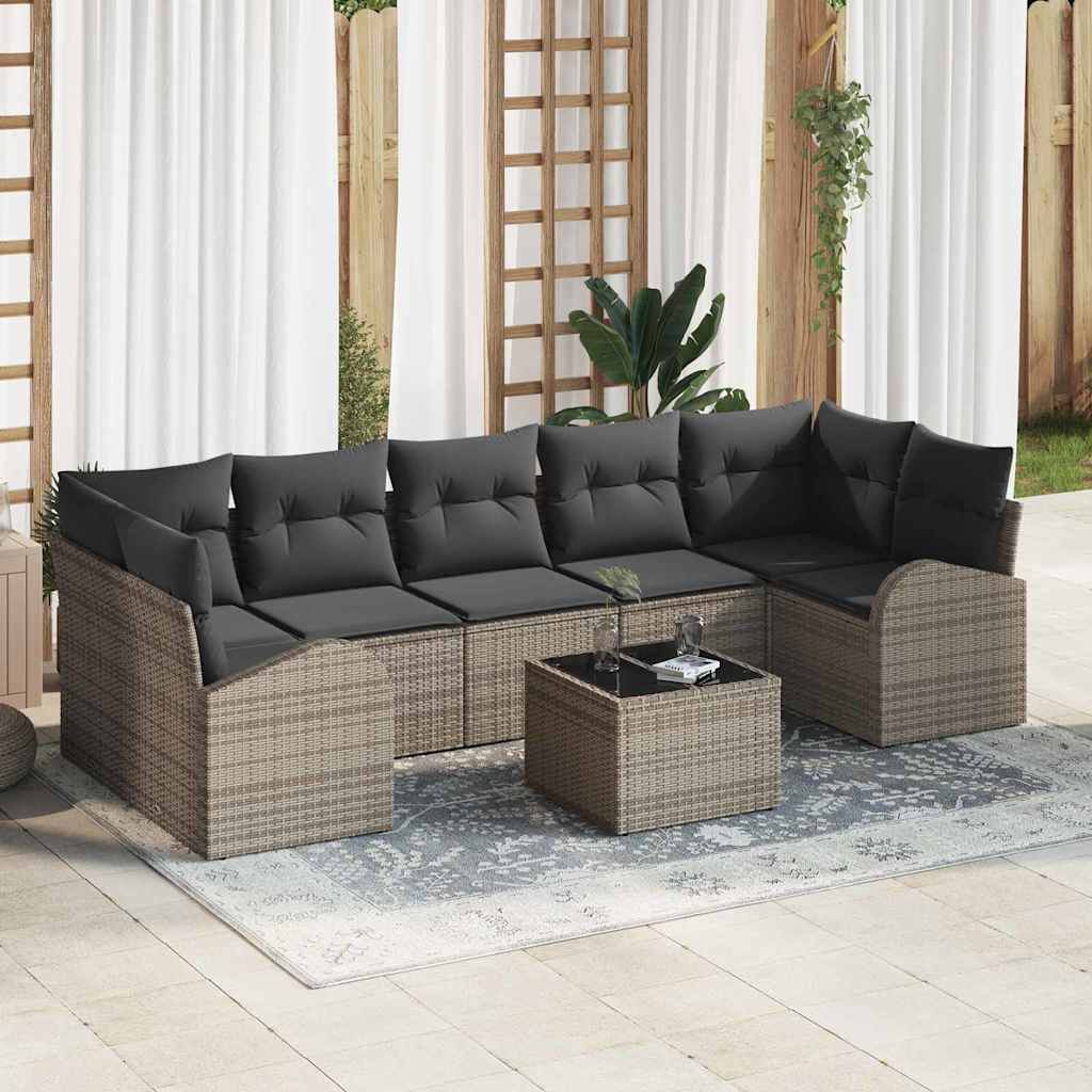 Set Divano da Giardino 8 pcs Grigio 289 x 124 x 69 cm | homemem39