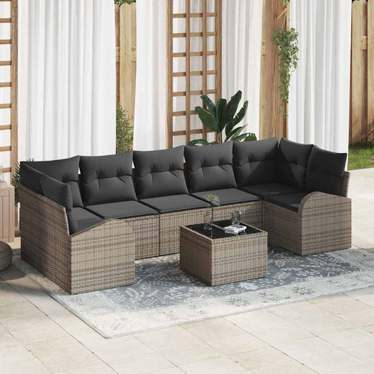 Set Divano da Giardino 8 pcs Grigio 289 x 124 x 69 cm