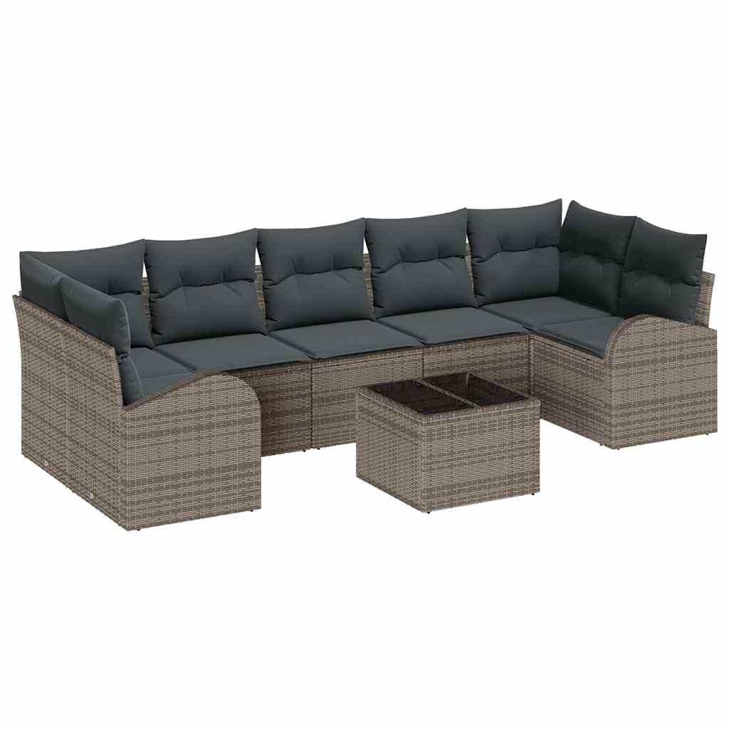 Set Divano da Giardino 8 pcs Grigio 289 x 124 x 69 cm | homemem39