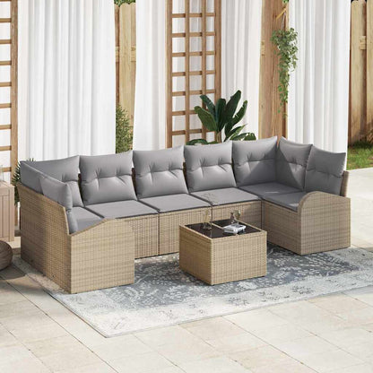 Set Divano da Giardino 8 pcs Beige e grigio 289 x 124 x 69 cm | homemem39
