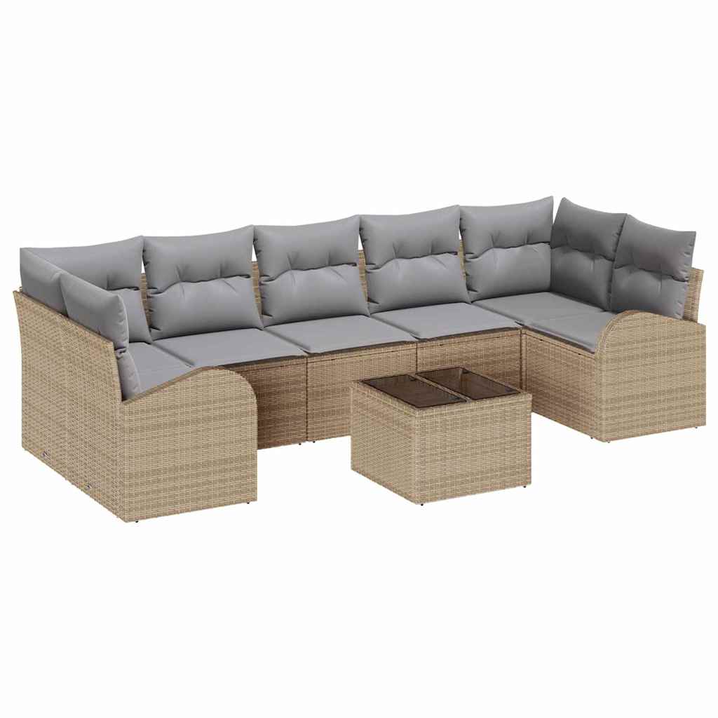 Set Divano da Giardino 8 pcs Beige e grigio 289 x 124 x 69 cm | homemem39