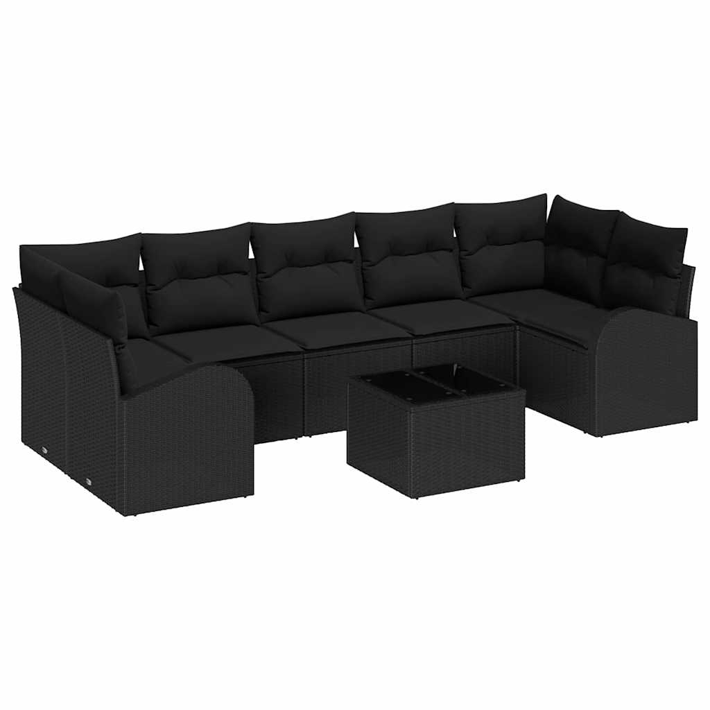 Set Divano da Giardino con archiviazione 8 pcs Nero polyrattan | homemem39