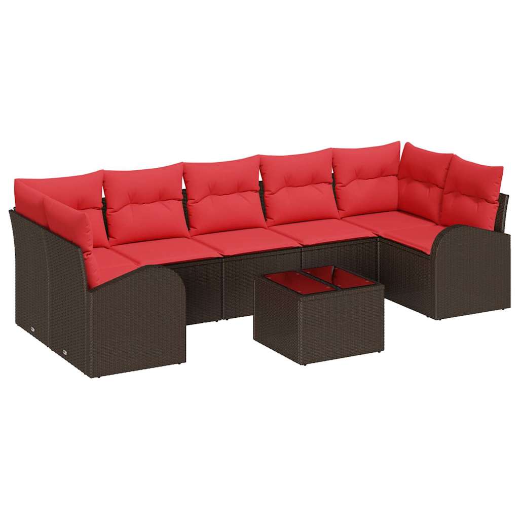 Set Divano da Giardino 8 pcs Beige e Rosso polyrattan | homemem39