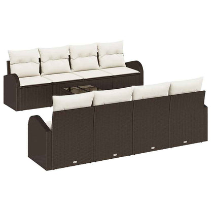 Set Divano da Giardino 9 pcs Marrone e Crema polyrattan | homemem39