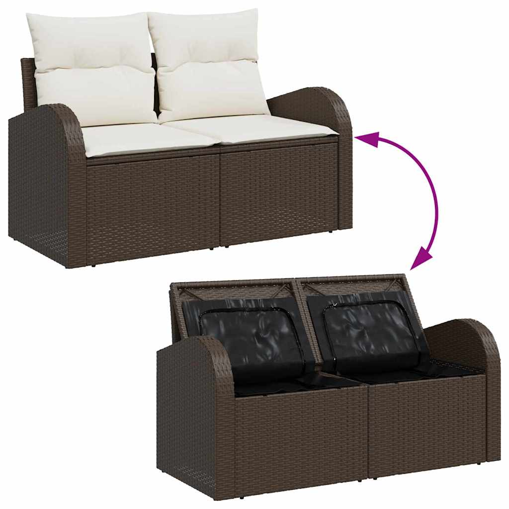 Set Divano da Giardino 9 pcs Marrone e Crema polyrattan | homemem39