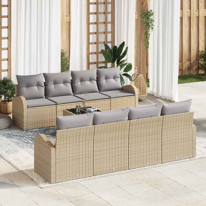Set Divano da Giardino 9 pcs Beige e grigio polyrattan | homemem39