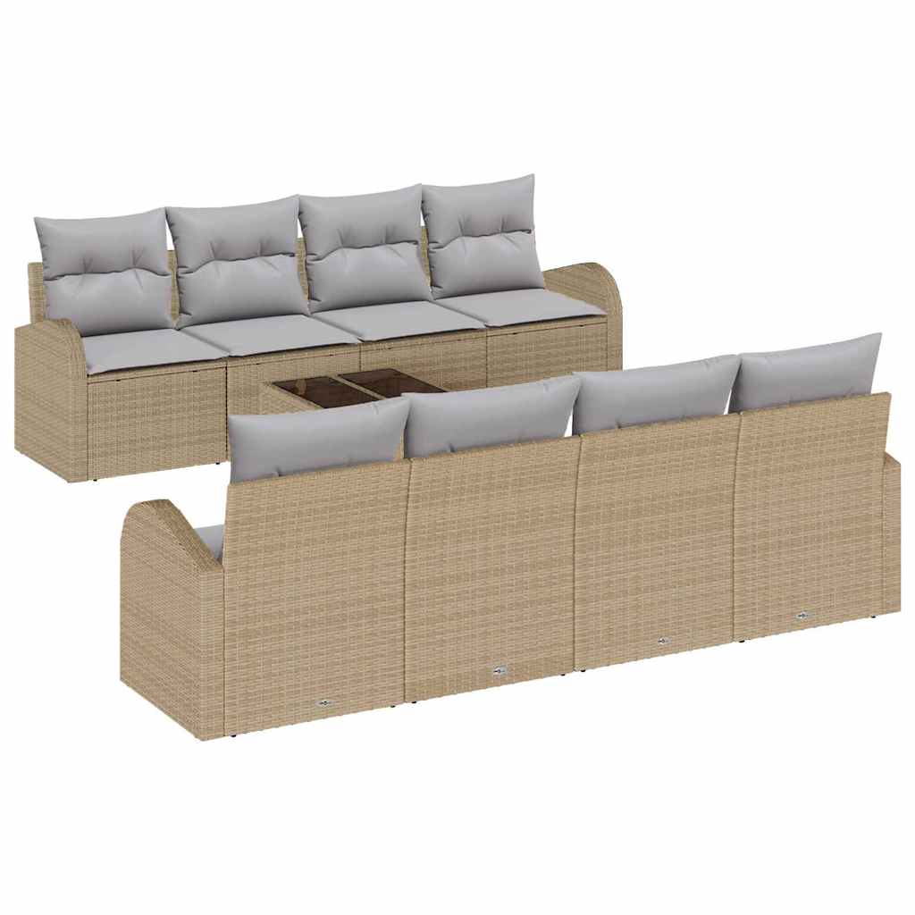 Set Divano da Giardino 9 pcs Beige e grigio polyrattan | homemem39