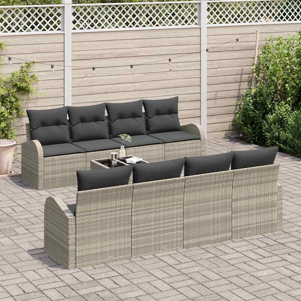 Set Divano da Giardino 9 pcs Grigio chiaro e grigio scuro | homemem39