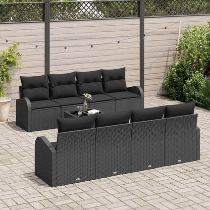 Set Divano da Giardino con archiviazione 9 pcs Nero polyrattan | homemem39