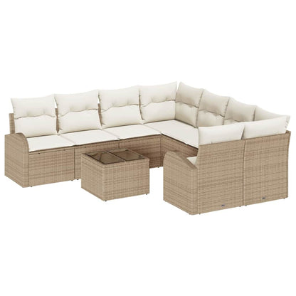 Set di divani con cuscino 9 pcs Beige e Crema polyrattan | homemem39