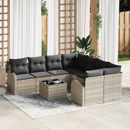 Set di divani 9 pcs Grigio chiaro e grigio scuro polyrattan | homemem39