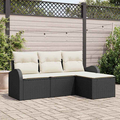 Set di divani con cuscino 4 pcs Nero e Bianco polyrattan | homemem39