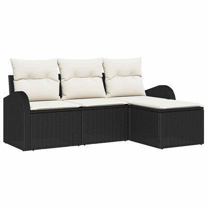 Set di divani con cuscino 4 pcs Nero e Bianco polyrattan | homemem39