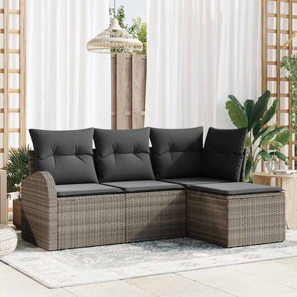 Set di divani con cuscino 4 pcs Grigio polyrattan | homemem39