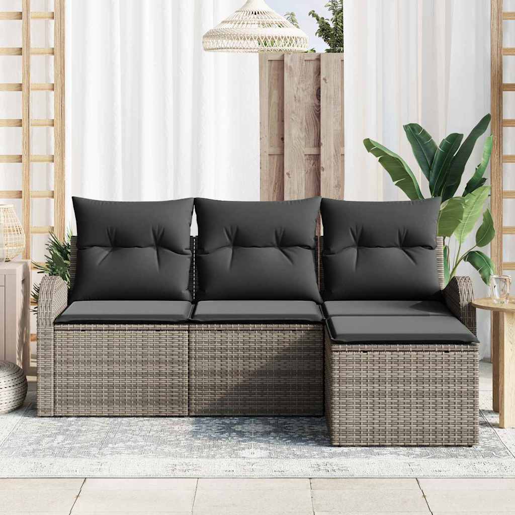 Set di divani con cuscino 4 pcs Grigio polyrattan | homemem39