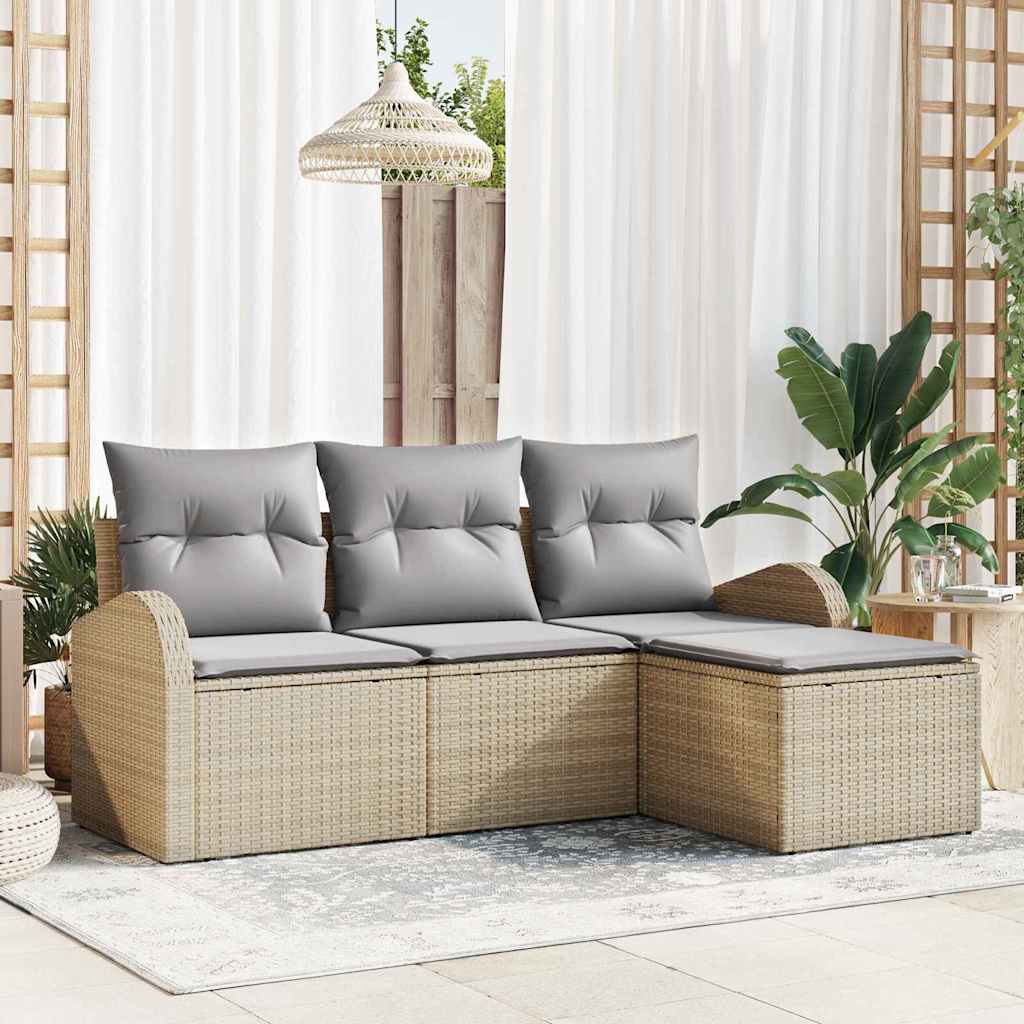 Set di divani 4 pcs Beige e Grigio Chiaro polyrattan | homemem39