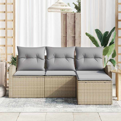 Set di divani 4 pcs Beige e Grigio Chiaro polyrattan | homemem39