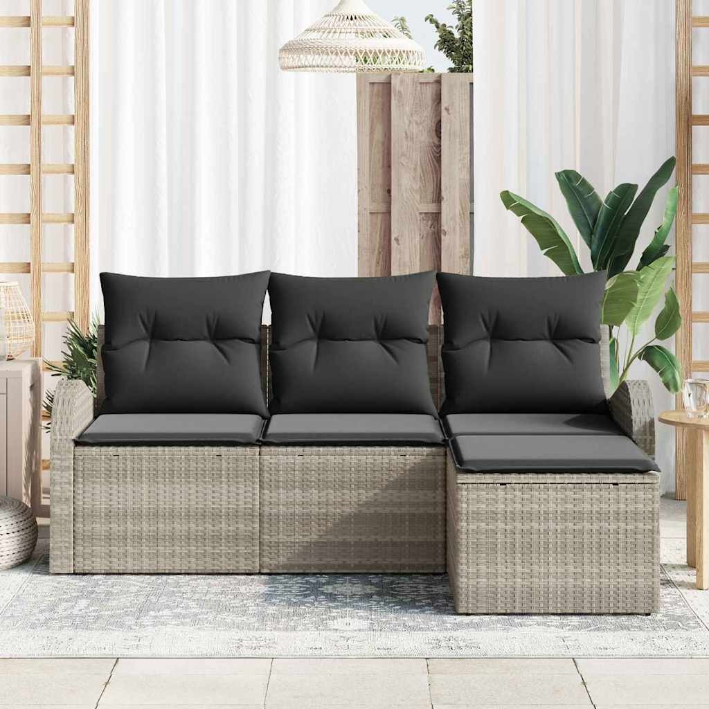 Set di divani con cuscino 4 pcs Grigio chiaro polyrattan | homemem39
