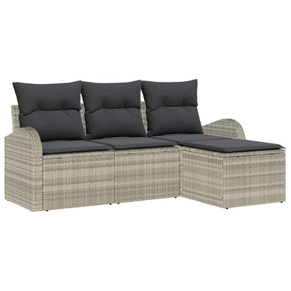 Set di divani con cuscino 4 pcs Grigio chiaro polyrattan | homemem39