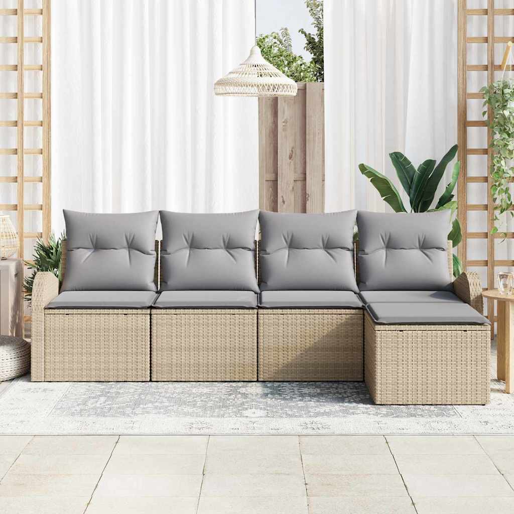 Set di divani 5 pcs Beige e Grigio Chiaro polyrattan | homemem39