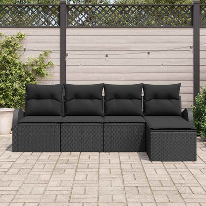 Set di divani con cuscino 5 pcs Nero polyrattan | homemem39