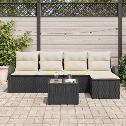 Set di divani con cuscino 6 pcs Nero e Bianco polyrattan | homemem39