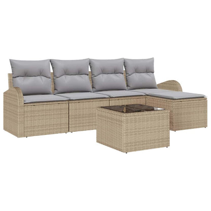 Set di divani 6 pcs Beige e Grigio Chiaro polyrattan | homemem39