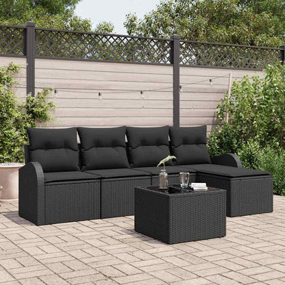 Set di divani con cuscino 6 pcs Nero polyrattan | homemem39