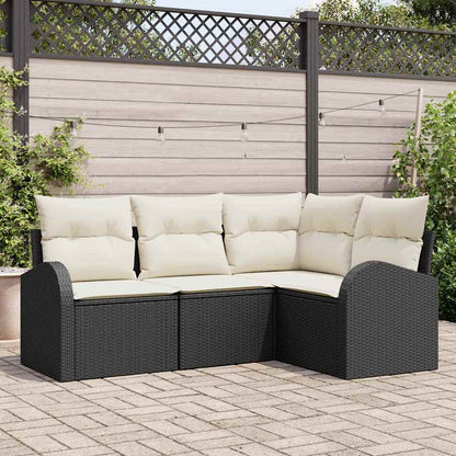 Set Divano da Giardino 4 pcs Nero e Bianco polyrattan