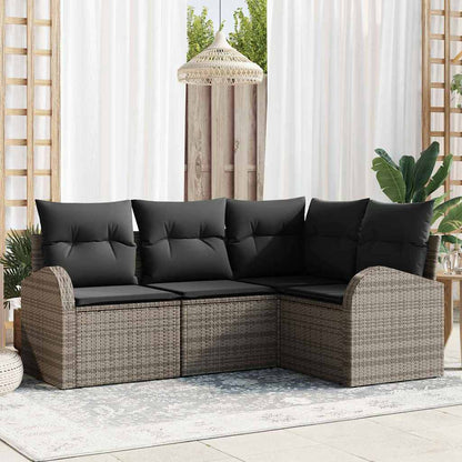 Set Divano da Giardino con cuscino 4 pcs Grigio polyrattan