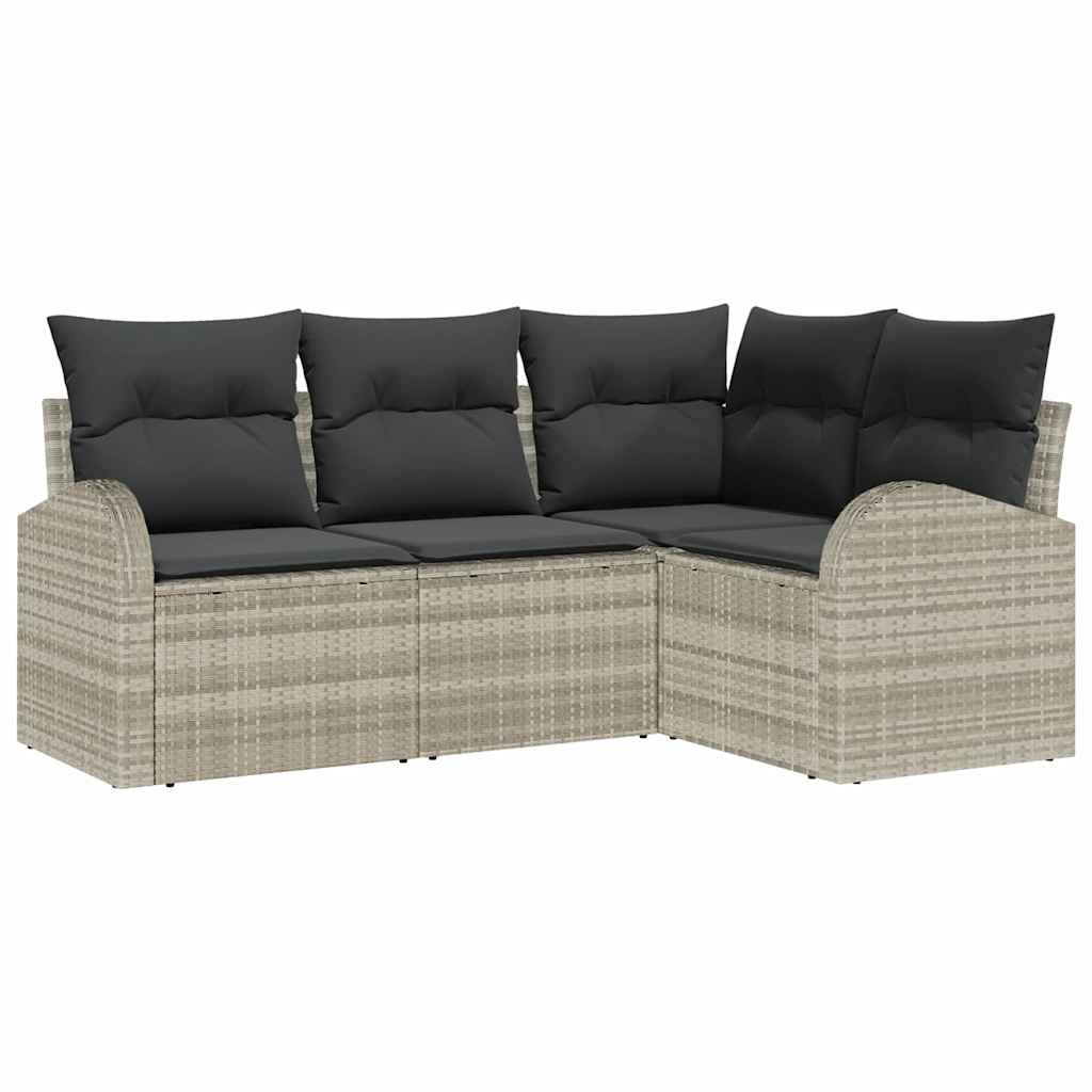 Set Divano da Giardino 4 pcs Grigio chiaro polyrattan | homemem39