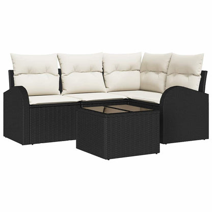 Set Divano da Giardino 5 pcs Nero e Bianco polyrattan | homemem39