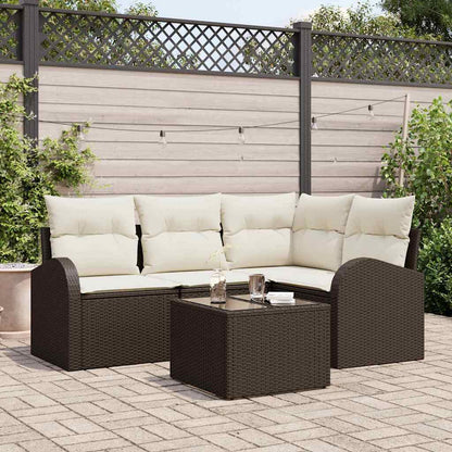 Set Divano da Giardino 5 pcs Marrone e bianco polyrattan | homemem39