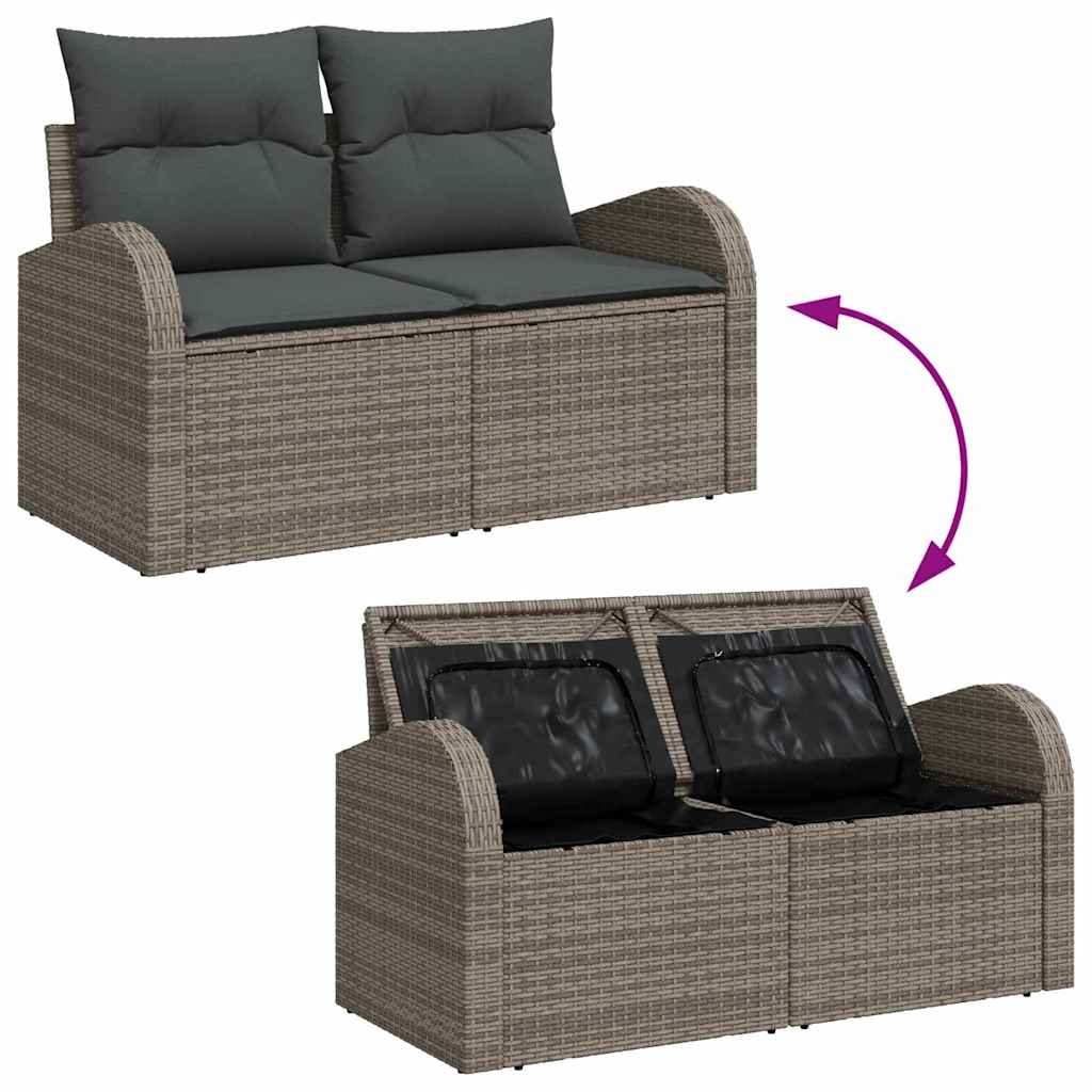 Set Divano da Giardino con cuscino 5 pcs Grigio polyrattan