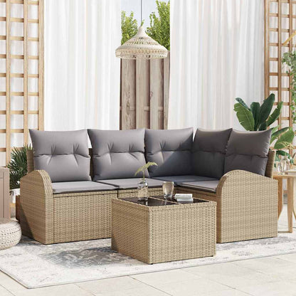 Set Divano da Giardino 5 pcs Beige e grigio chiaro polyrattan | homemem39