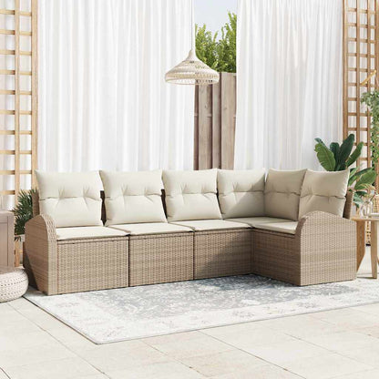 Set Divano da Giardino 5 pcs Beige e Bianco polyrattan | homemem39