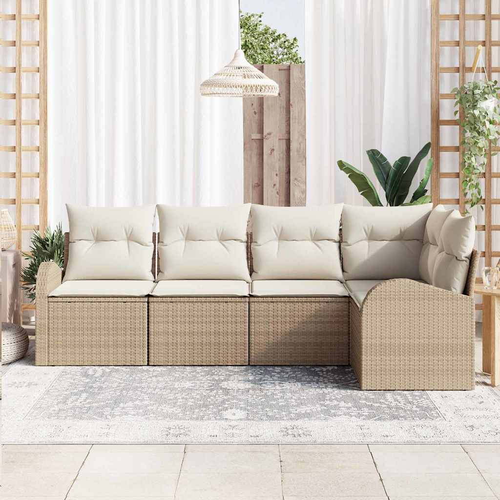 Set Divano da Giardino 5 pcs Beige e Bianco polyrattan | homemem39