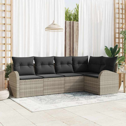 Set Divano da Giardino 5 pcs Grigio chiaro polyrattan | homemem39