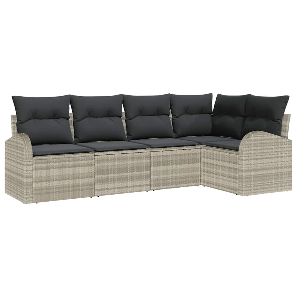 Set Divano da Giardino 5 pcs Grigio chiaro polyrattan | homemem39