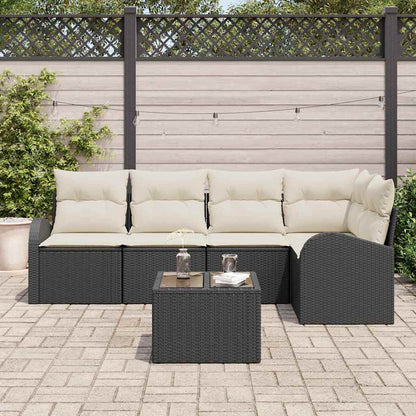 Set Divano da Giardino 6 pcs Nero e Bianco polyrattan | homemem39